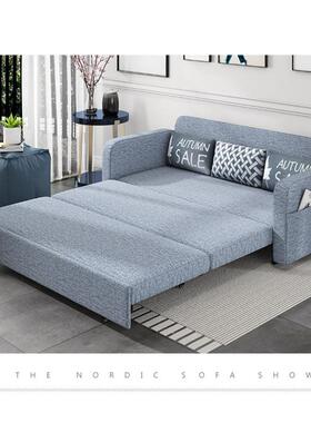 布艺可户收沙发床两QUN用推拉小型人双人多功能卧室办公室纳折叠