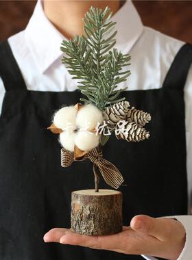 【卡米优品】棉花松针松果木桩森系生日摄影拍照道具装饰摆件