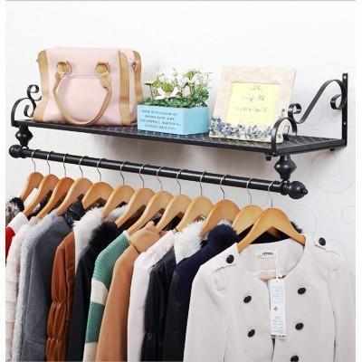 覆古铁艺上墙服装展示架正侧挂陈列货架创意墙上挂衣架壁挂中岛架