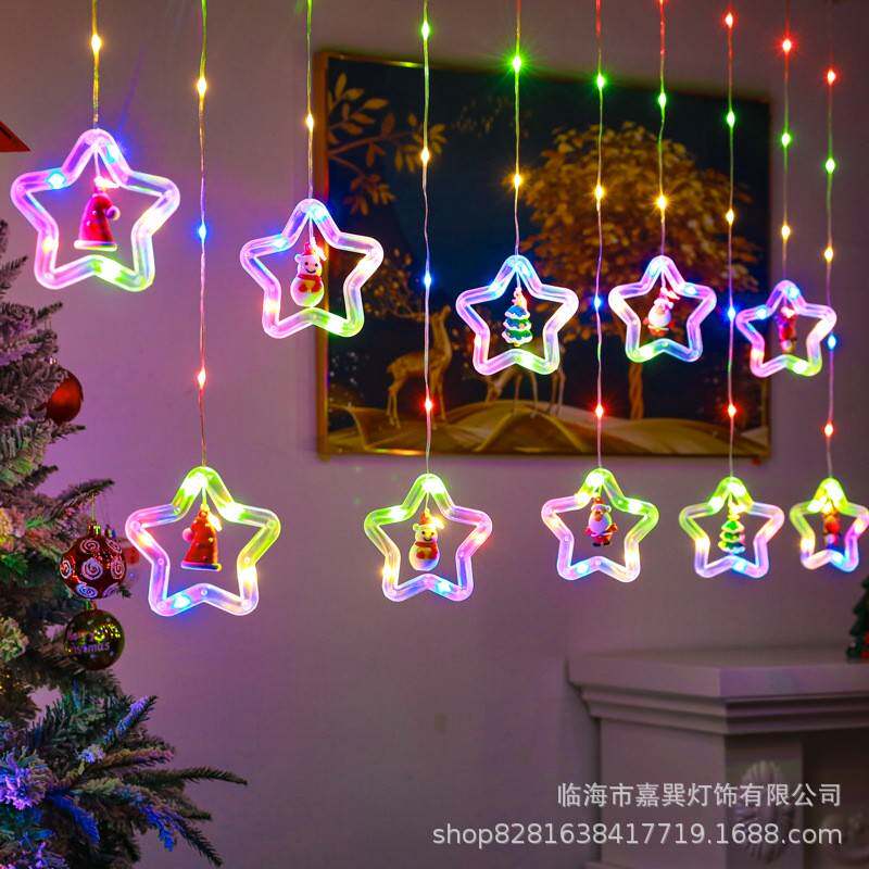 厂家直销圣诞款窗帘灯星星灯圣诞树环灯圣诞圆心灯装饰灯圣诞老人
