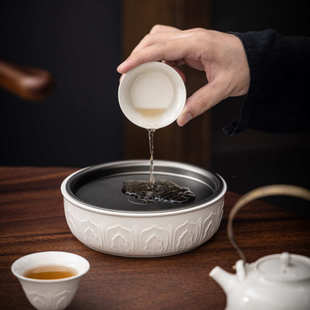 草木灰青莲壶承干泡台壶托茶具配件茶室陶瓷茶壶垫茶艺文人器皿