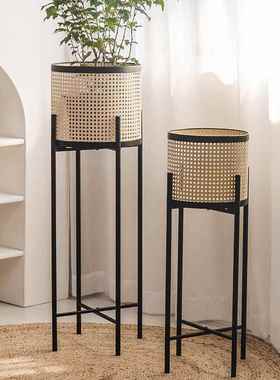 阳台花架落地g式爬藤竹支架客厅花篮藤编铁96805编艺置物架多肉花