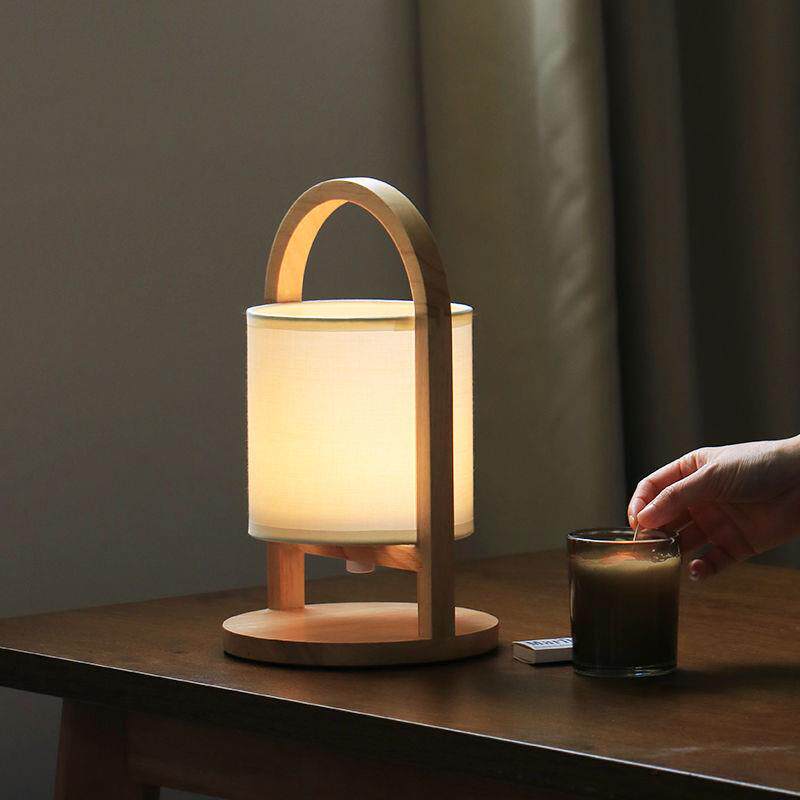 古风原木手提小台灯复古夜灯无线遥控充电卧室床头灯氛围灯中国风
