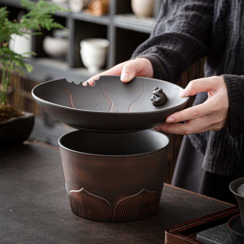 陶陶瓷家用桌面缸拾小号水桶功夫茶紫废水桶过滤茶渣茶渣桶念,餐饮具,茶具礼盒,淘宝优惠券,粉丝福利购,淘宝优惠卷