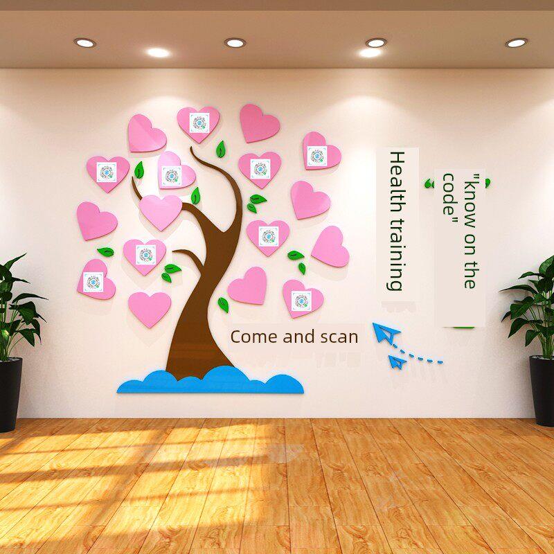 医院大厅科室走廊过道健康宣传教树二维码照片文化墙贴画装饰布置