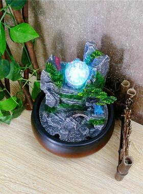 厂家家直销 桌面小假山流水喷泉树脂工艺礼品办公室摆件