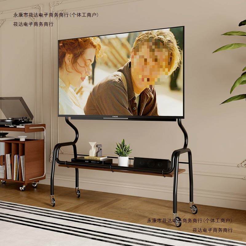 可移动电视落地支架立式寸不锈钢带卧室轮挂架43家用客厅85推包邮