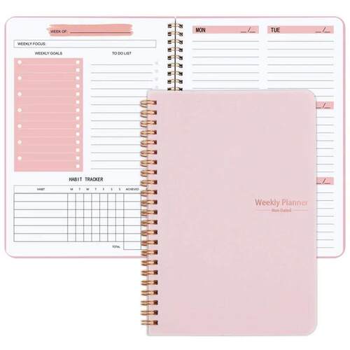 2025 A5 Weekly Planner Notebook for 52 Weeks Spiral Agenda D