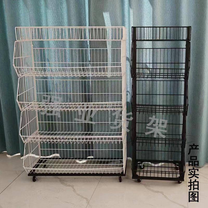 超市货架零食斜口篮便利店药店玩具店叠笼移动多层置物架展示架子