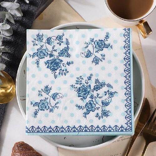 20pcs/pack Vintage Flowers And Plants Printed Napkins