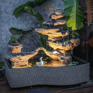 喷中式高山流水泉鱼池景户外花别JSK墅园庭院水池假山造景装饰观