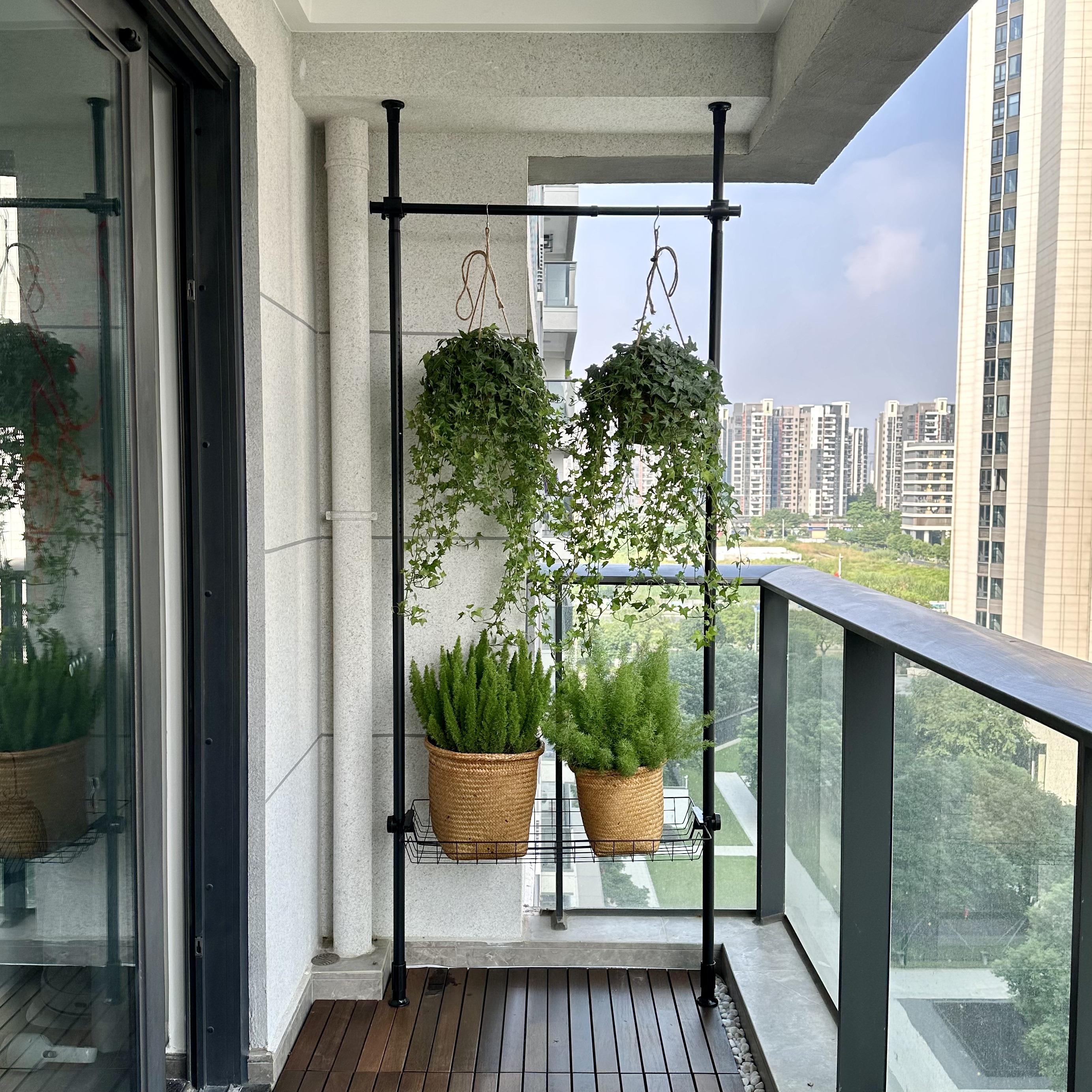 可伸缩铁艺花架支架 创意阳台爬藤花架 吊兰悬挂式置物架 金属制