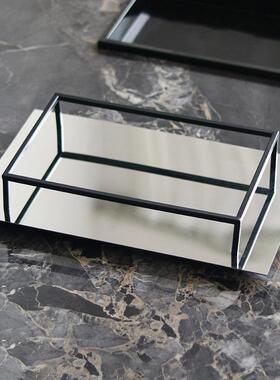 日本进口简约现代几何金属框架托盘摆件别墅酒店样板间首饰香薰收
