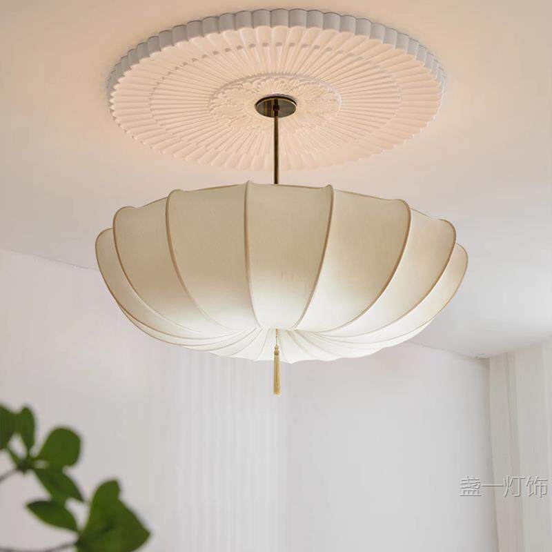 北欧法式奶油风卧室吊灯日式中古vintage餐厅客厅温馨主卧布艺灯