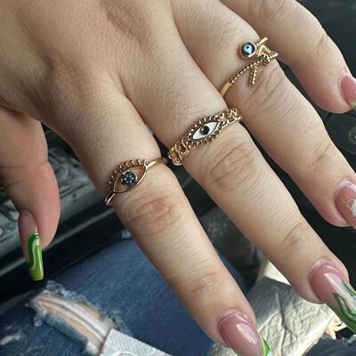 Vintage Evil Eye Rings For Women Stainless Steel Turkish Eye