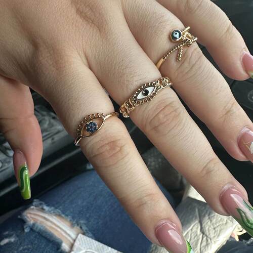 Vintage Evil Eye Rings For Women Stainless Steel Turkish Eye