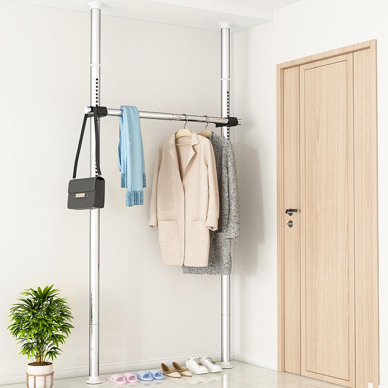 顶天立地晾衣架落地卧室内家用挂衣架伸缩晾衣杆衣帽架凉晒置衣架