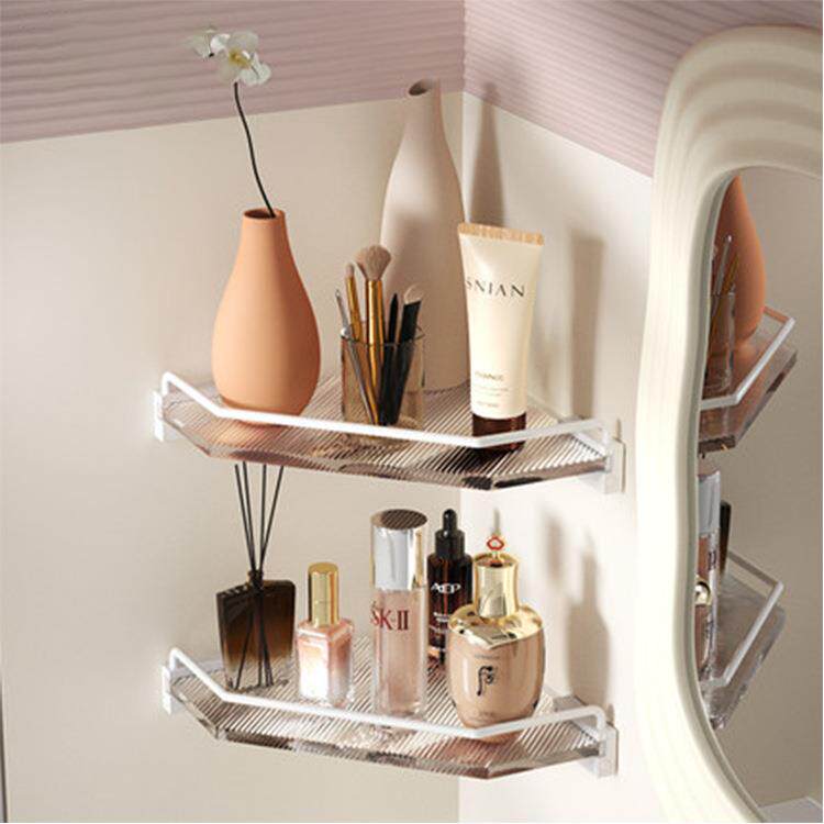 浴室亚克力三角架卫生间免打孔洗澡间墙角置物架壁挂浴巾架三角蓝