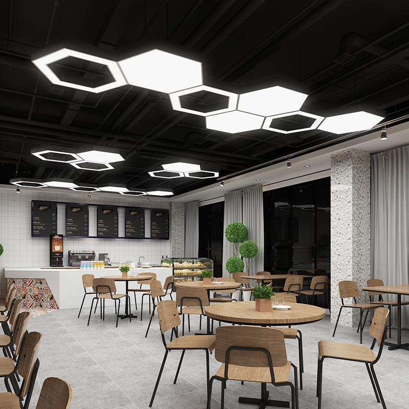 六边形吊灯造型灯创意蜂巢办公室网咖健身房六角形工业风灯具吊灯