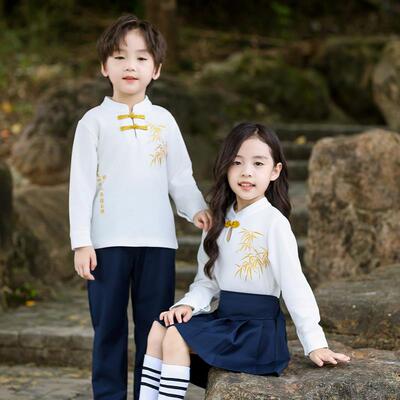 高档合唱演出服儿红童朗小学生爱诵比赛服装国歌中国风表演运动会