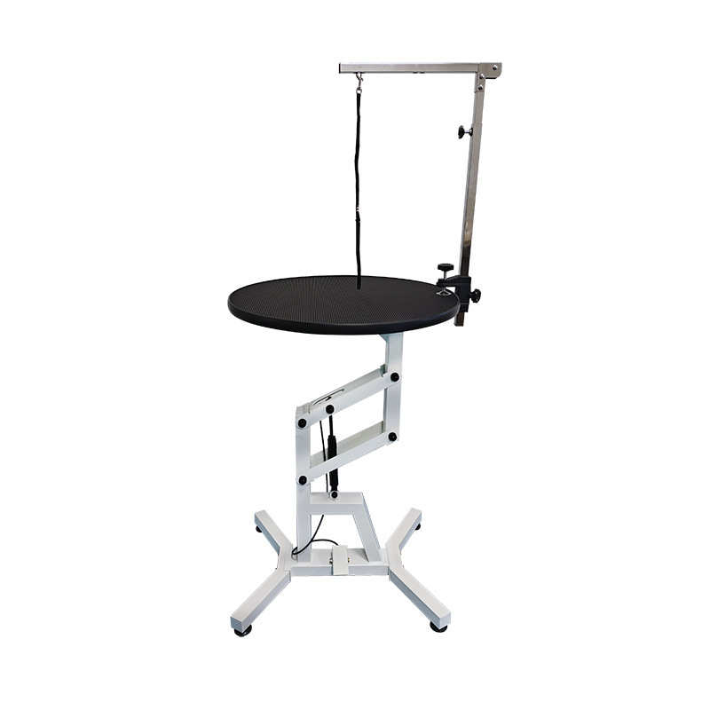 宠物美容桌洗澡吹剪毛美容圆桌气压升降旋转猫狗美容圆桌吊杆支架