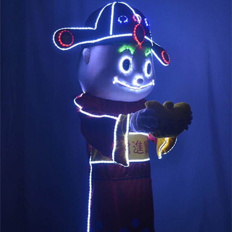 万圣节发光服财神服人偶公仔节日庆典道具夜店酒吧发光眼镜手套