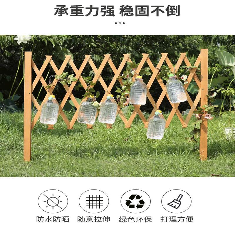 新款直销防腐木插地木栅栏户外庭院装饰伸缩围栏木质护栏花园隔断图片