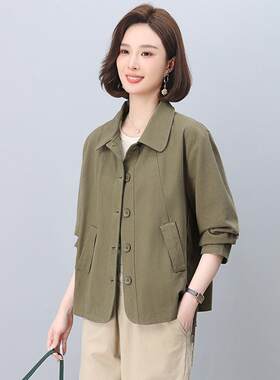 休ZYI9009Q闲外套女秋新春款小个中子短款龄漂减亮洋气年妈妈夹克