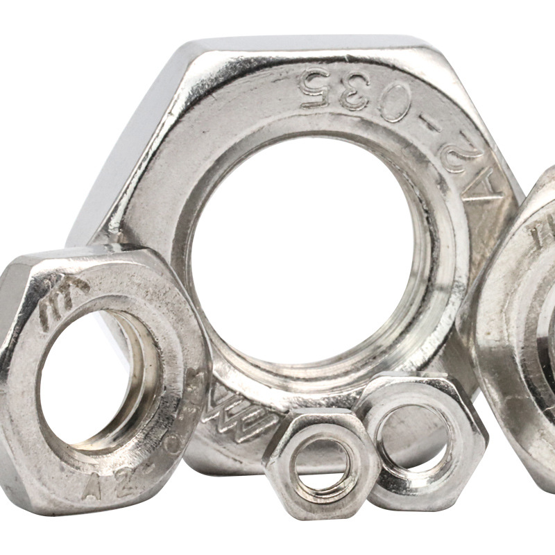 304不锈GST钢薄螺母/外六角扁螺厂3母家薄型螺帽M6M8/M10/DIN49