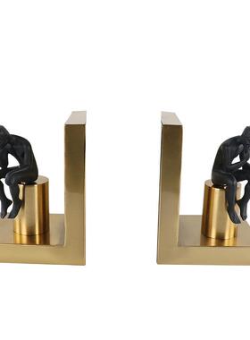 轻奢思考者书靠金属摆件创意实用家居大号装饰书挡工艺品