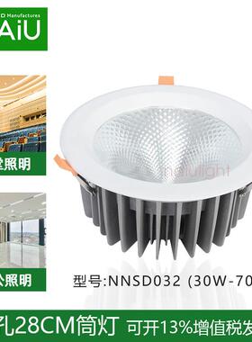 面径300mm开孔280mm筒灯40w50w70w大尺寸圆形嵌入式大灯
