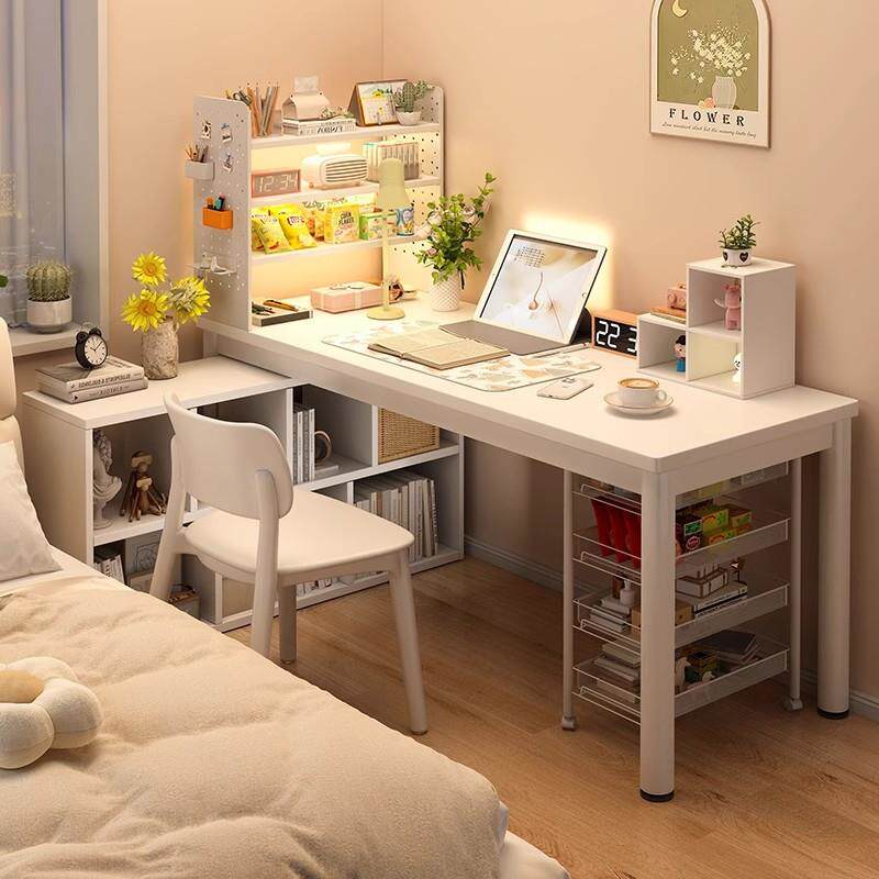 书桌书架一体转角桌子简易出租屋工作台电脑桌卧室家用女生写字桌
