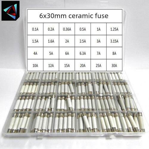 陶瓷保险管丝 240个盒装 6x30mm 0.1A~30A 24种混装熔断器套装