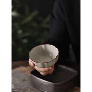 批发米黄汝窑主人杯单杯手工陶瓷开片冰裂釉杯个人品茗杯茶盏功夫
