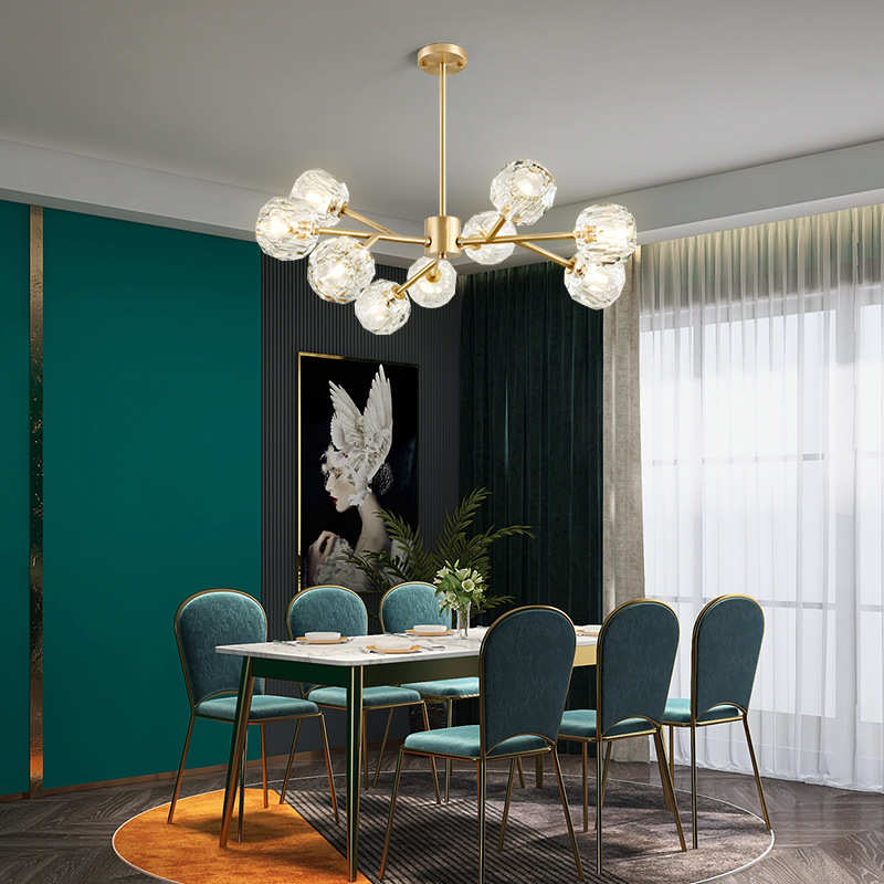 客厅灯吊灯简约现代卧室餐厅灯水晶玻璃吊灯魔豆轻奢北欧网红灯具