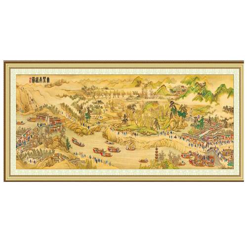 康熙南巡图十字绣2022新款线绣客厅大气古典山水风景名画中格古绢