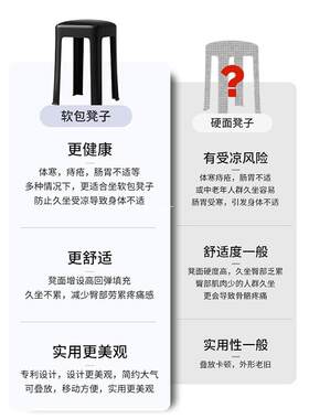 塑料凳子家用凳加餐厚可放软包方现代简约SQSLD037客厅桌叠板凳感