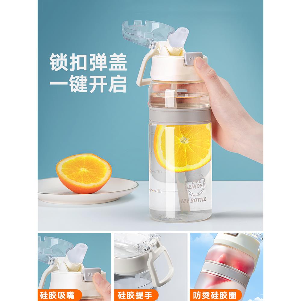 渐变水杯女运动水壶大容量健身水瓶儿童耐高温开口太空杯子提手杯