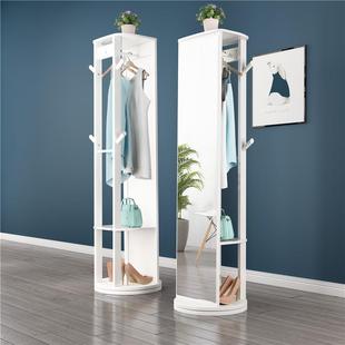 穿衣镜全身实木落地镜旋转家用镜子衣架一体客厅卧室多功能试衣镜