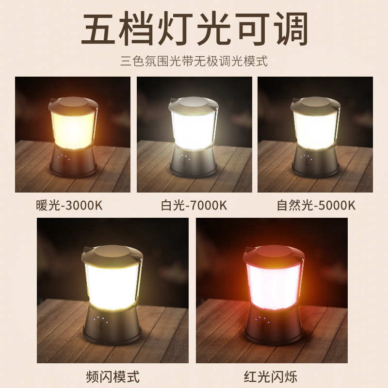 充电帐篷灯LED磁吸带挂钩应急野营防水氛围灯迷你营地手提照明灯