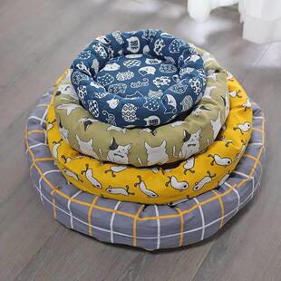 宠物猫咪窝圆形狗狗窝四季保暖可爱小狗睡垫小型犬猫垫子睡觉意赛