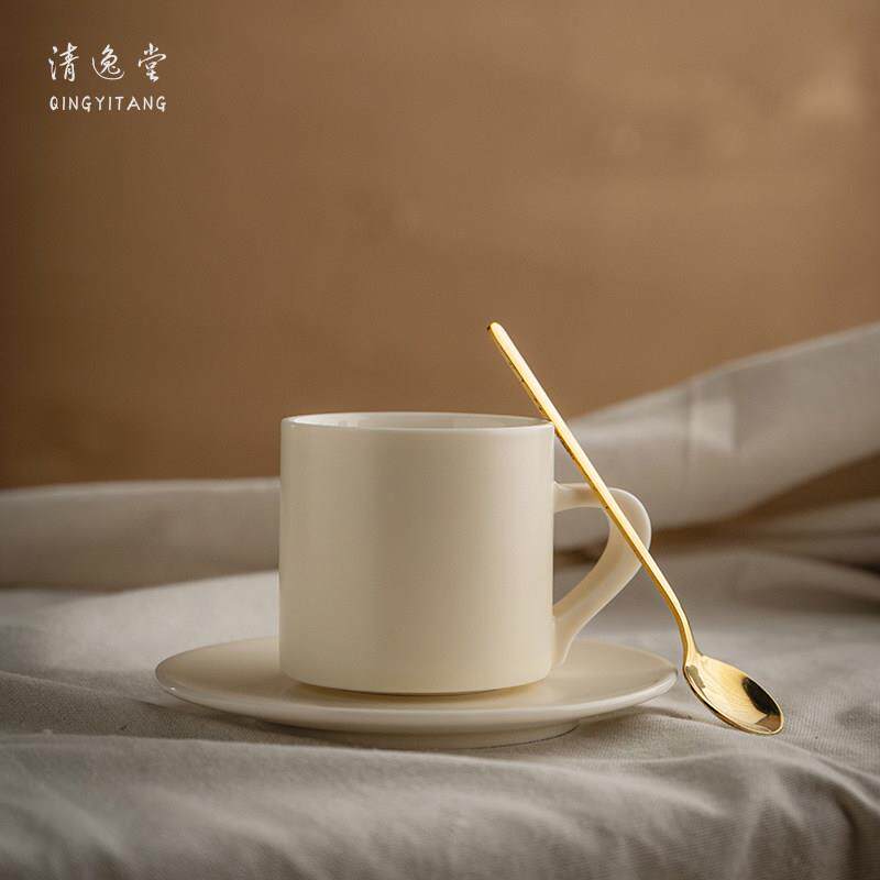 清逸堂丨奶茶色简约陶瓷手冲啡杯碟套装 手工ins风浓缩下午茶杯子