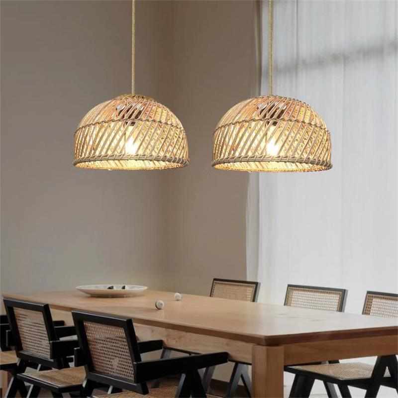 复古藤编吊灯卧室茶室餐厅藤艺吊灯东南亚日式吊灯藤竹编吊灯