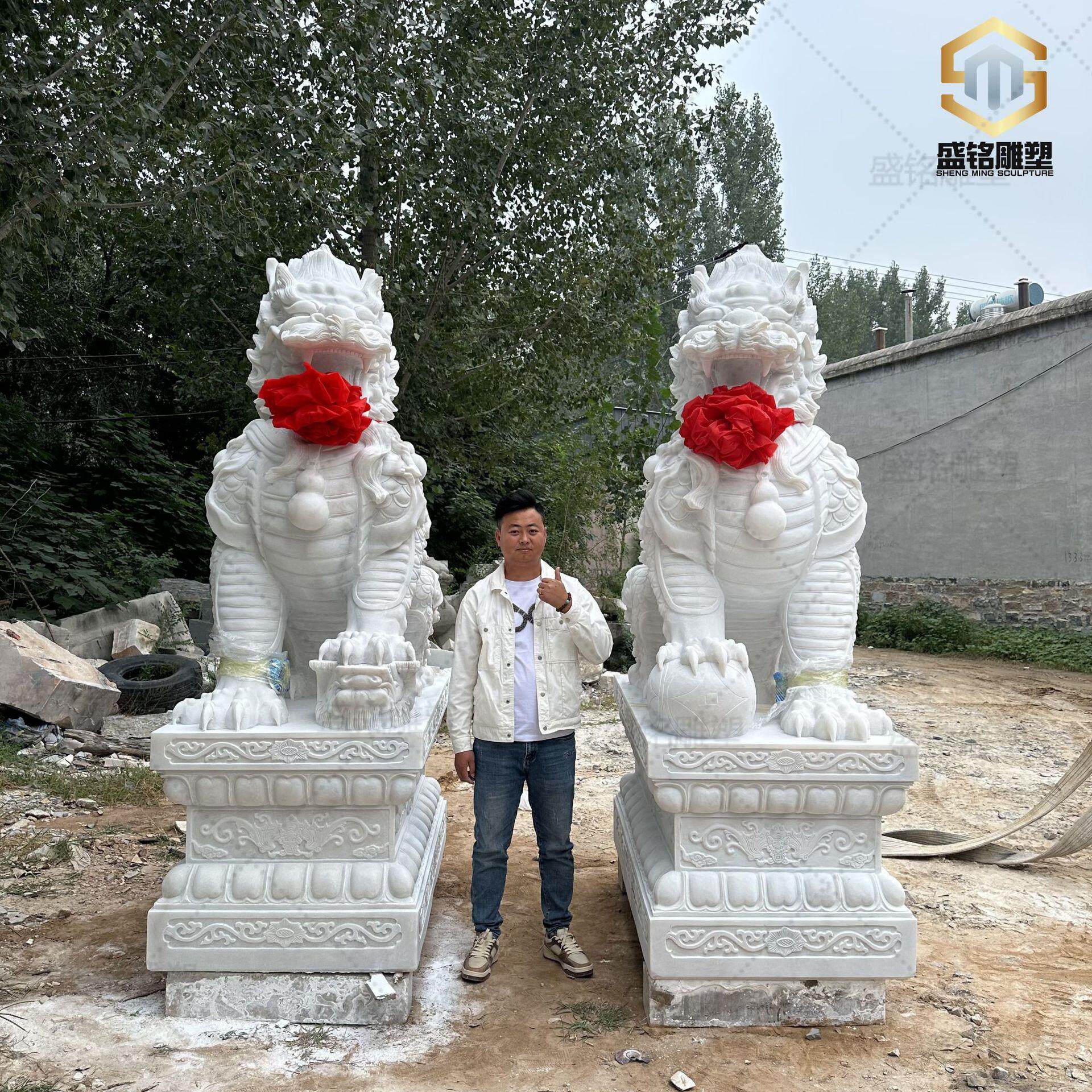 石雕麒麟一对汉白玉大型石刻麒麟2.5米公司酒店小区门口摆件麒麟
