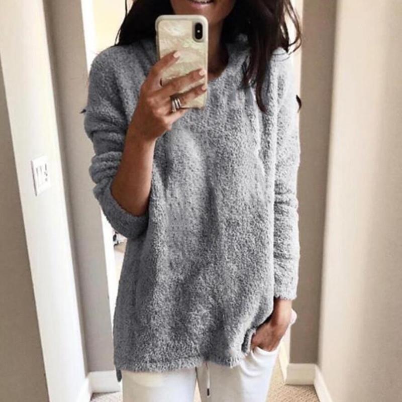 Fashion women's round neck sweater fleece top sweater