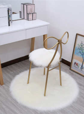 轻奢地毯圆形卧室床边客厅白色羊毛儿童电脑椅子梳妆台毛绒地垫