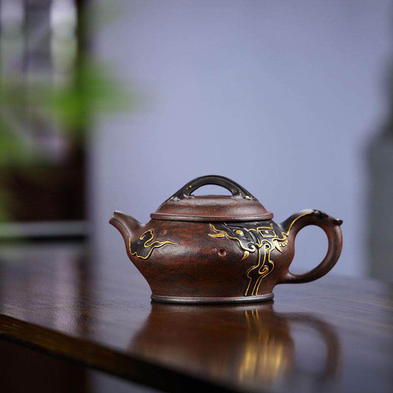 全手工貔貅合欢壶新款高档精品紫砂壶名家高水波浮雕茶壶茶具