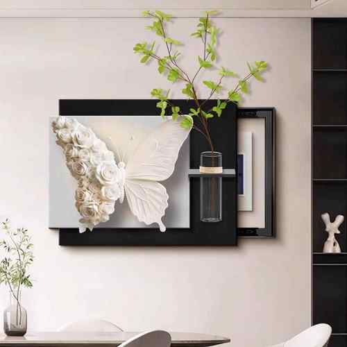 电表箱装饰画推拉式水培绿植电闸盒装饰遮挡高档配电箱免打孔挂画