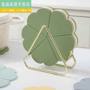 金色实心铁艺隔热垫收纳层架餐桌垫架子创意锅垫家用白色圆形矽胶
