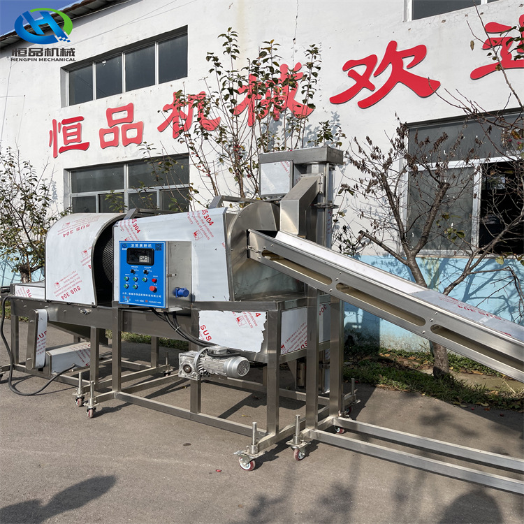 加工定做全自动裹粉设备 鸡米花唐扬鸡块专用滚筒式上粉机油炸机